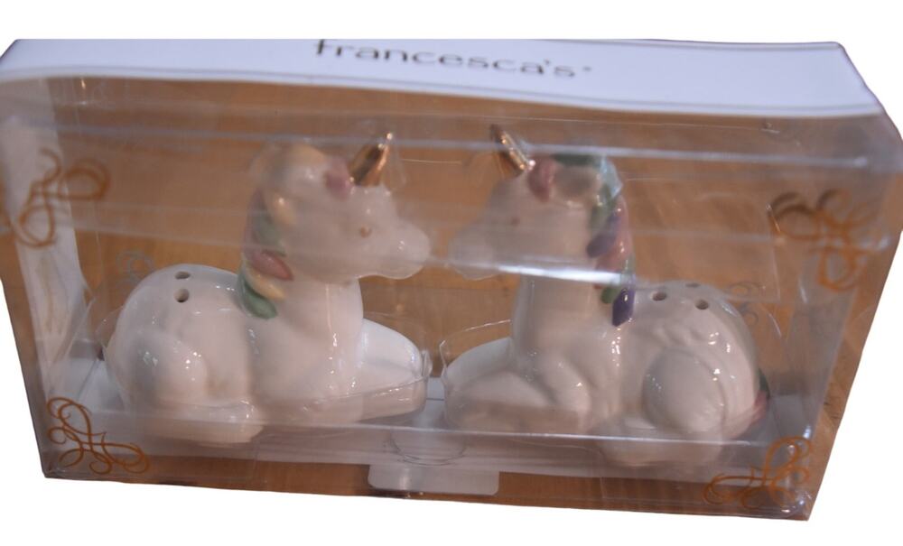 Francesca Unicorn Salt and Pepper Shakers, New in Box
